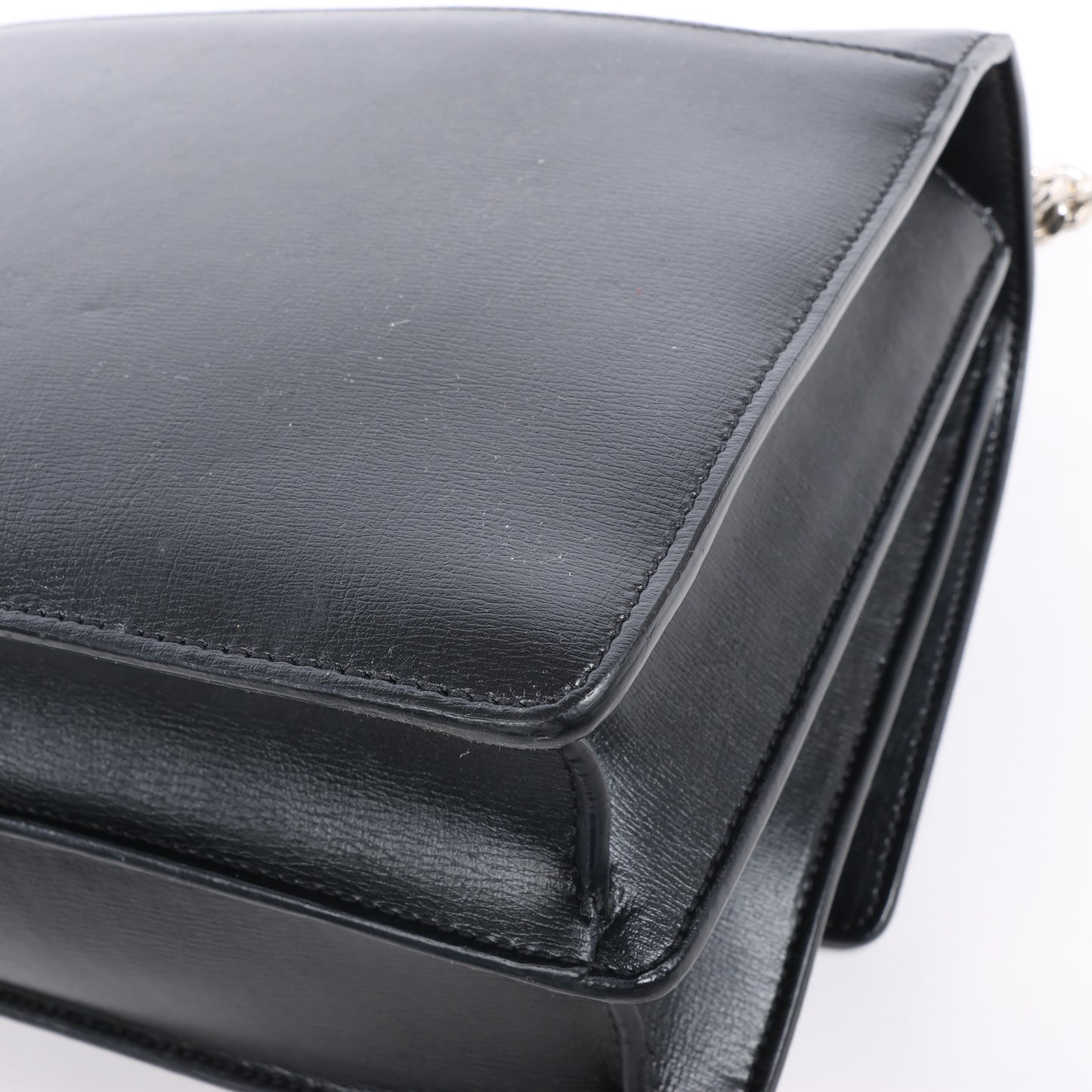 Sac bandoulière chaîne en cuir Sunset moyen Saint Laurent Paris, noir 498779