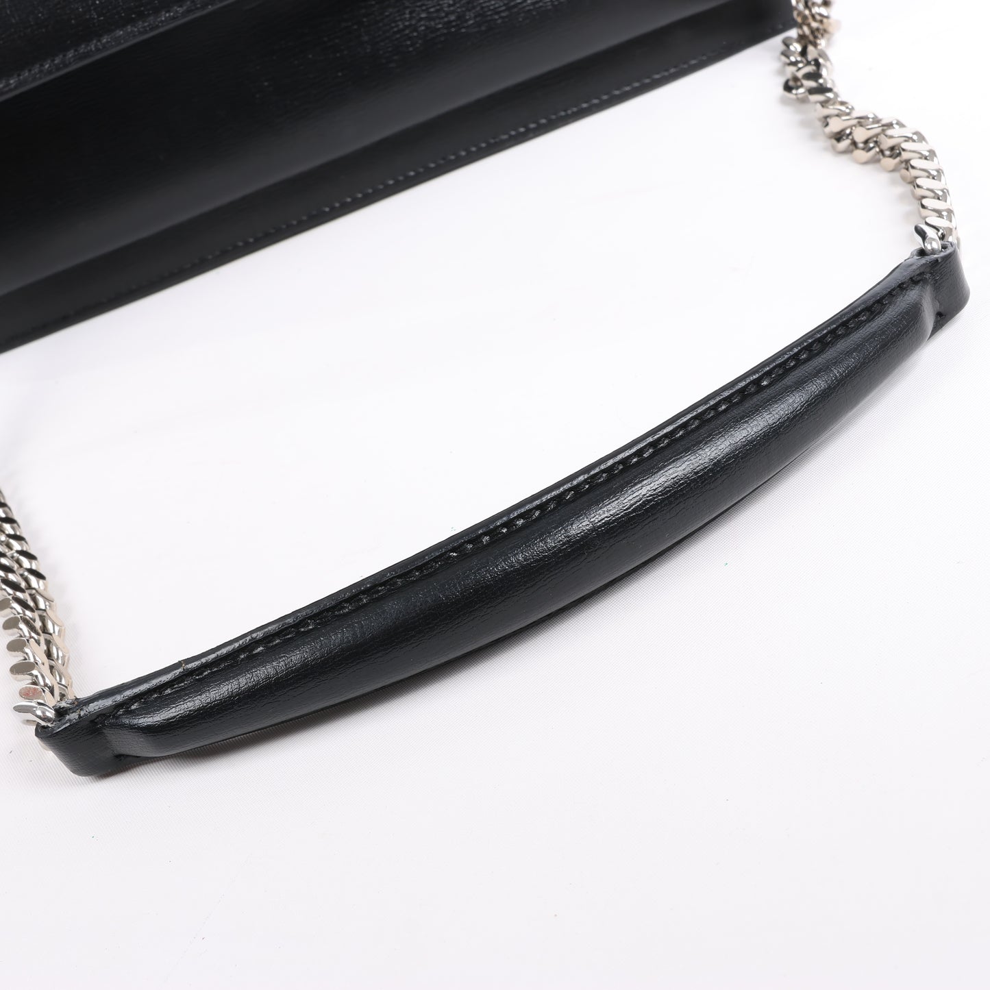 Sac bandoulière chaîne en cuir Sunset moyen Saint Laurent Paris, noir 498779