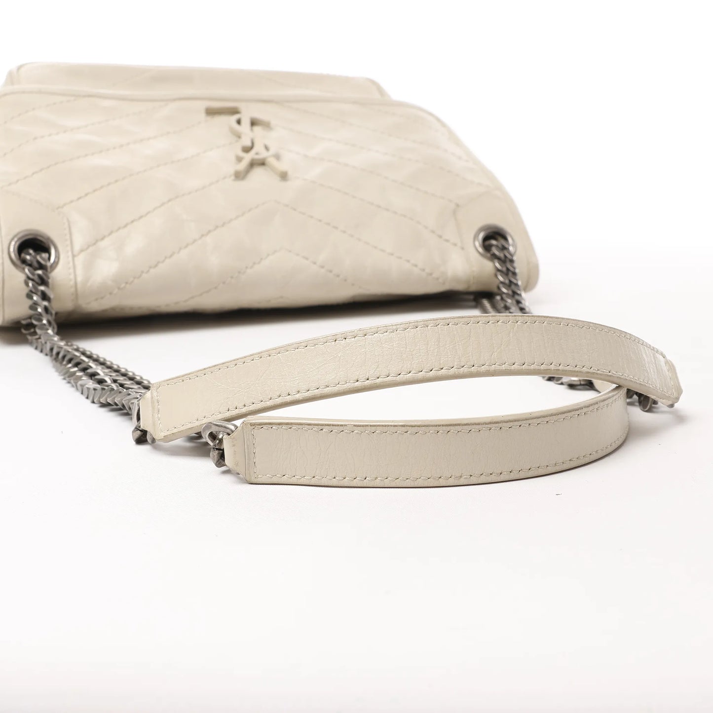 Saint Laurent Paris Niki Medium Leather Chain Shoulder Bag Ecru 633158
