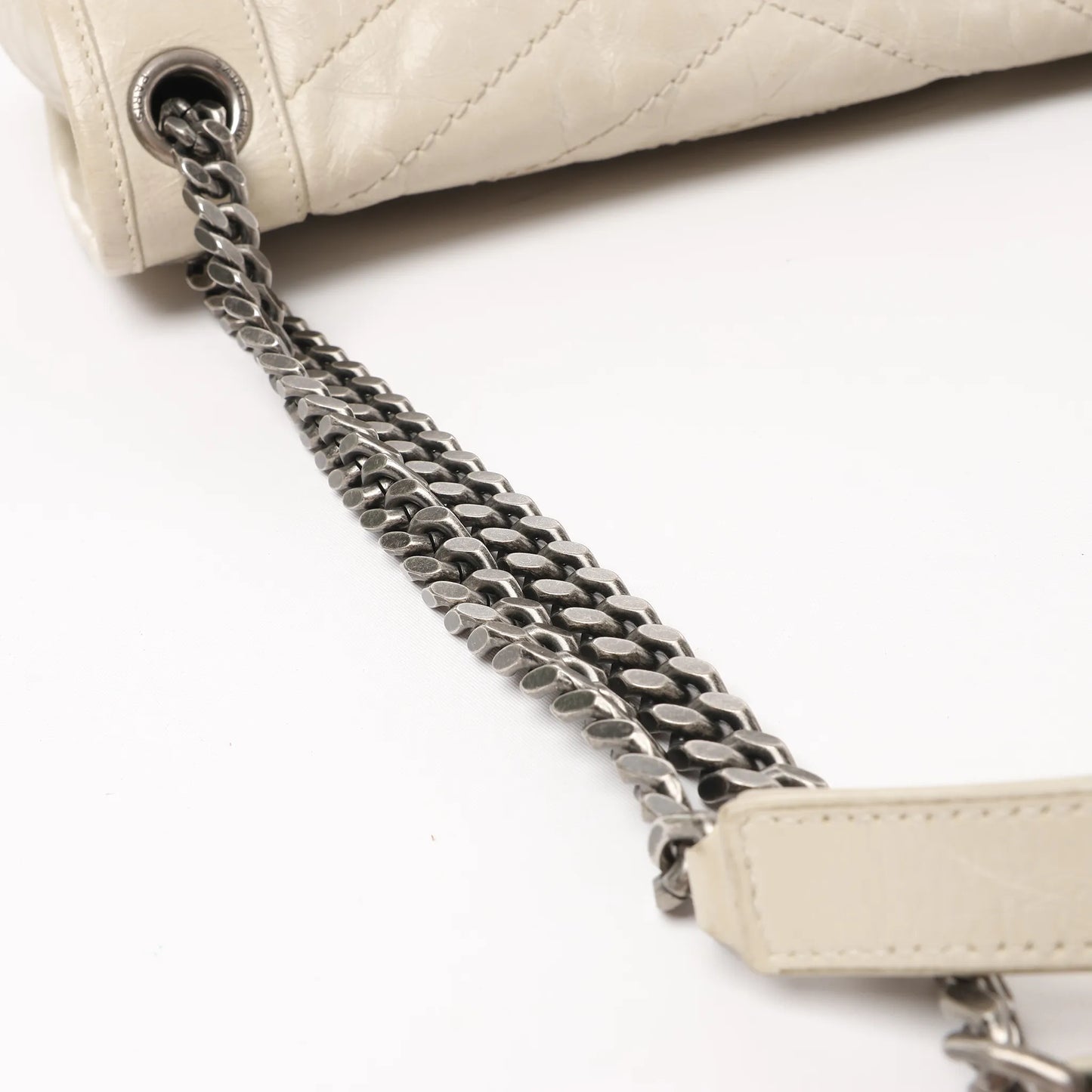 Saint Laurent Paris Niki Medium Leather Chain Shoulder Bag Ecru 633158