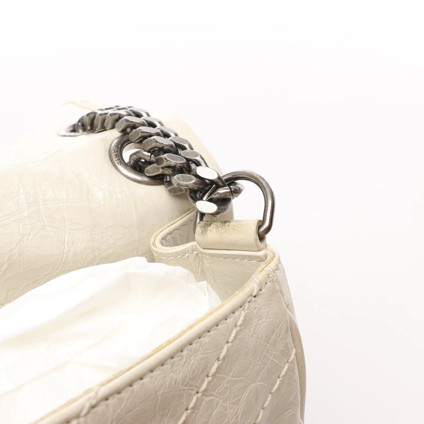 Saint Laurent Paris Niki Medium Leather Chain Shoulder Bag Ecru 633158