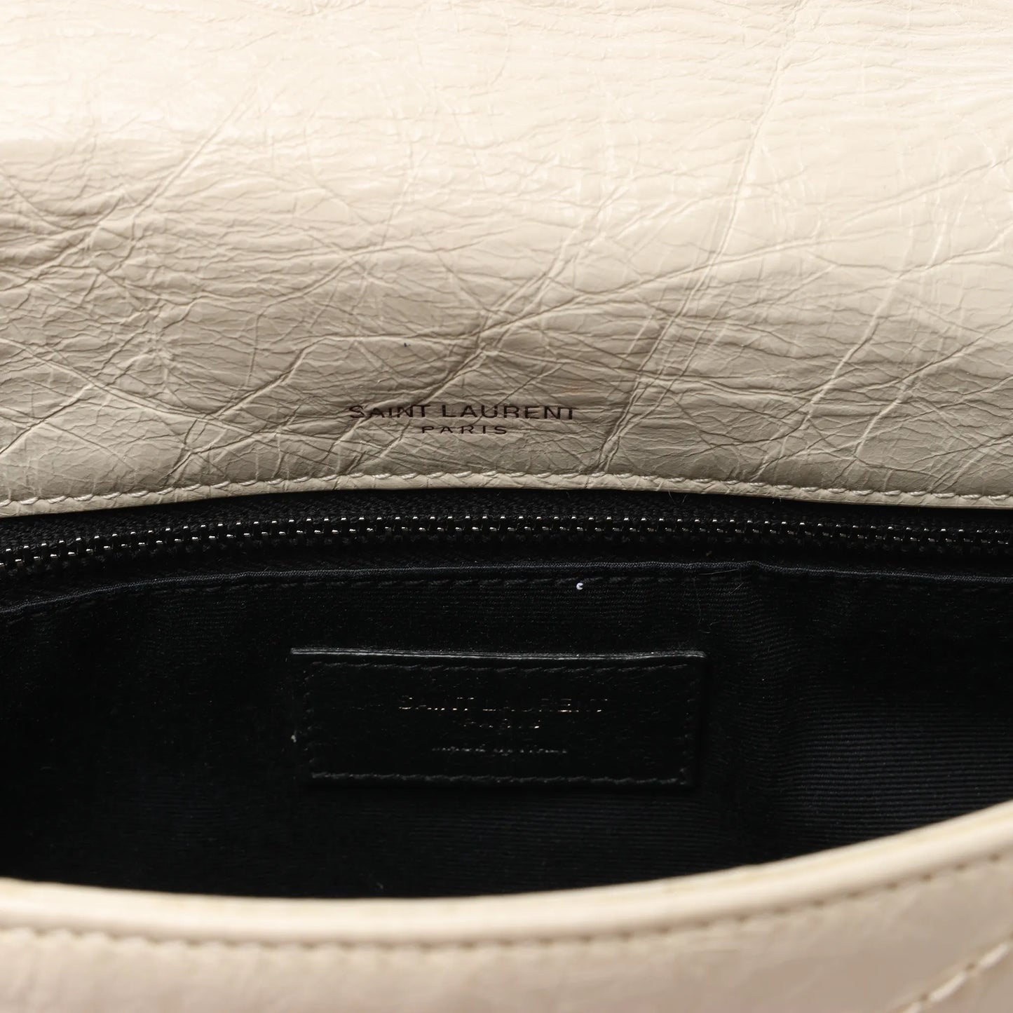 Saint Laurent Paris Niki Medium Leather Chain Shoulder Bag Ecru 633158