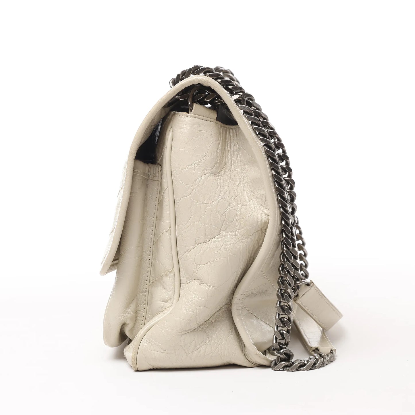 Saint Laurent Paris Niki Medium Leather Chain Shoulder Bag Ecru 633158
