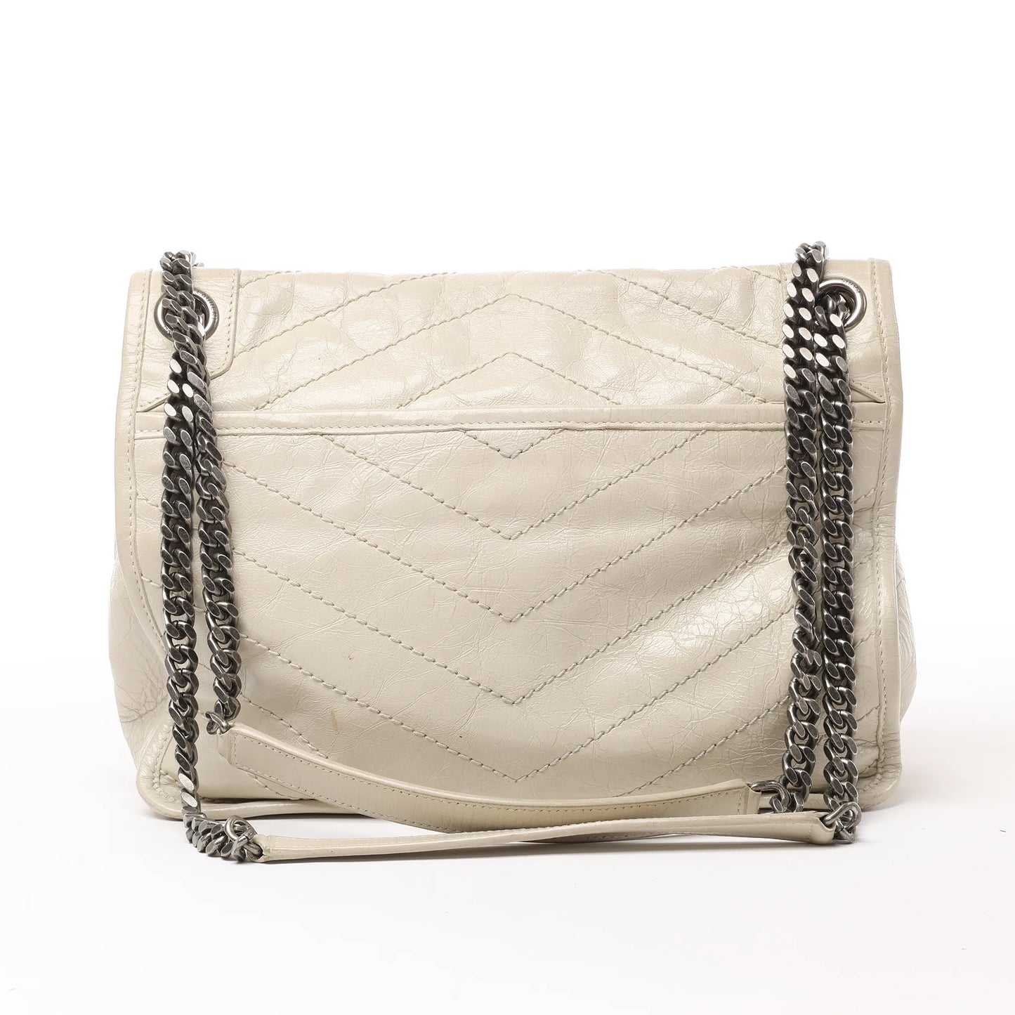Saint Laurent Paris Niki Medium Leather Chain Shoulder Bag Ecru 633158