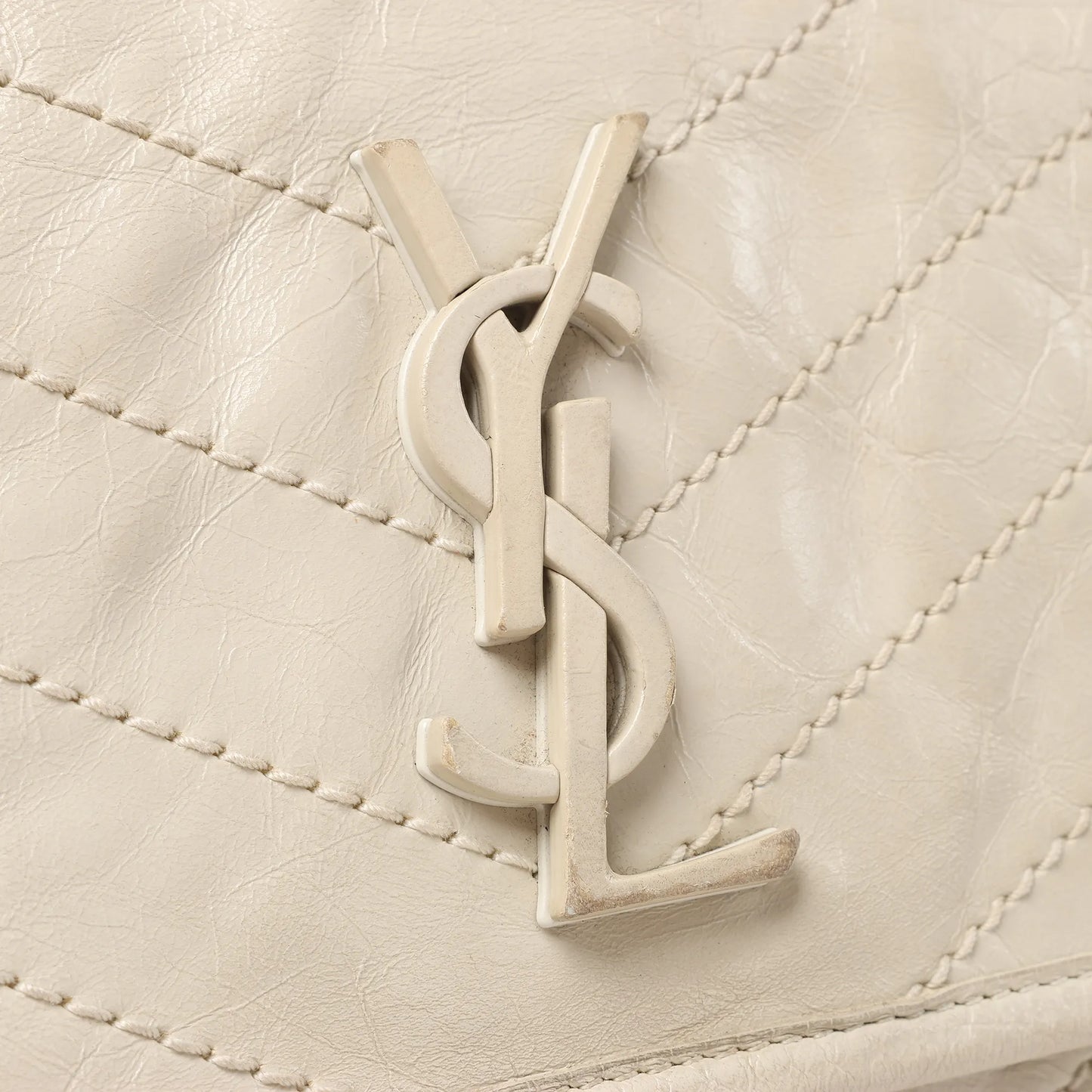 Saint Laurent Paris Niki Medium Leather Chain Shoulder Bag Ecru 633158