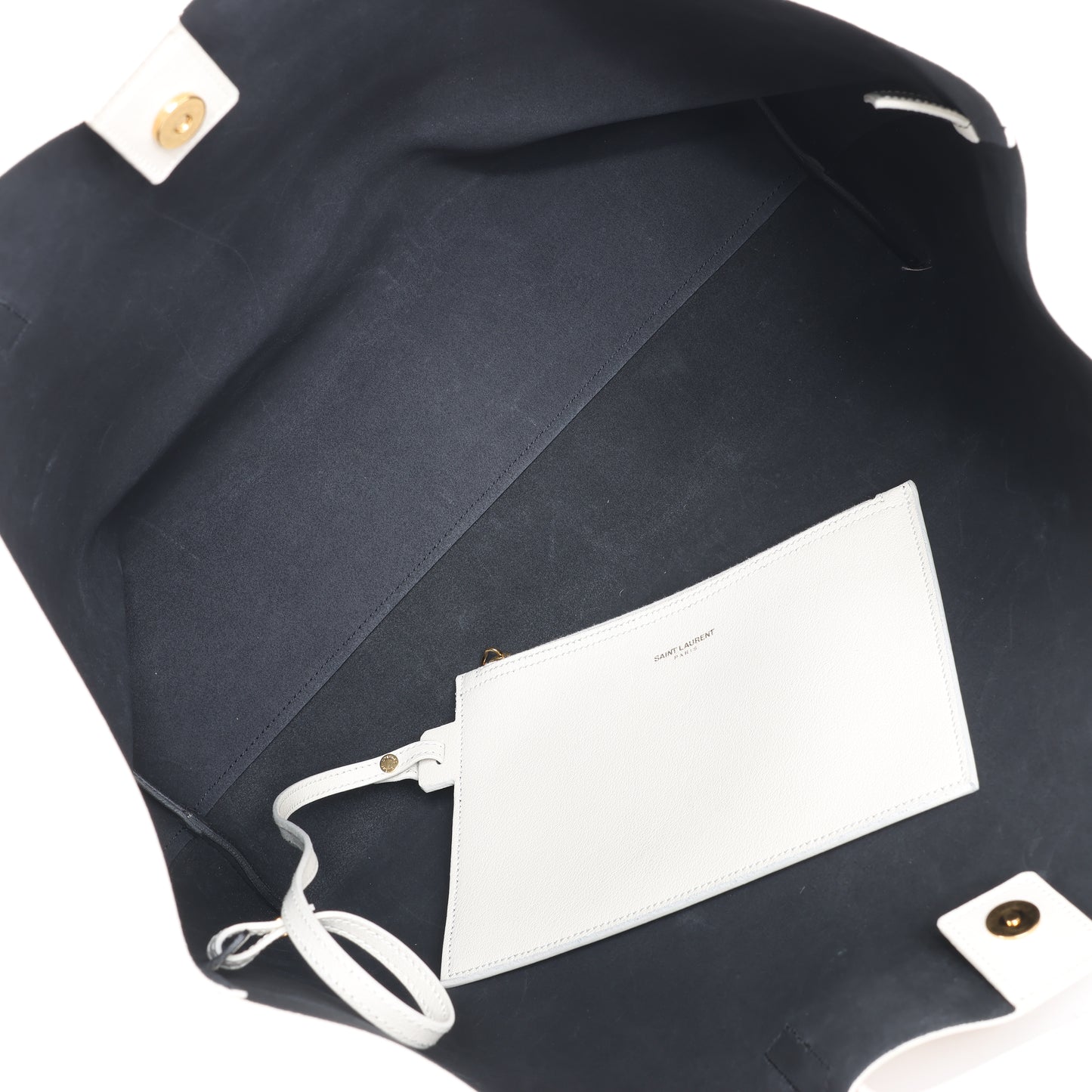 Saint Laurent Paris Sac Shopping Schultertasche aus Leder in Ecru 394195