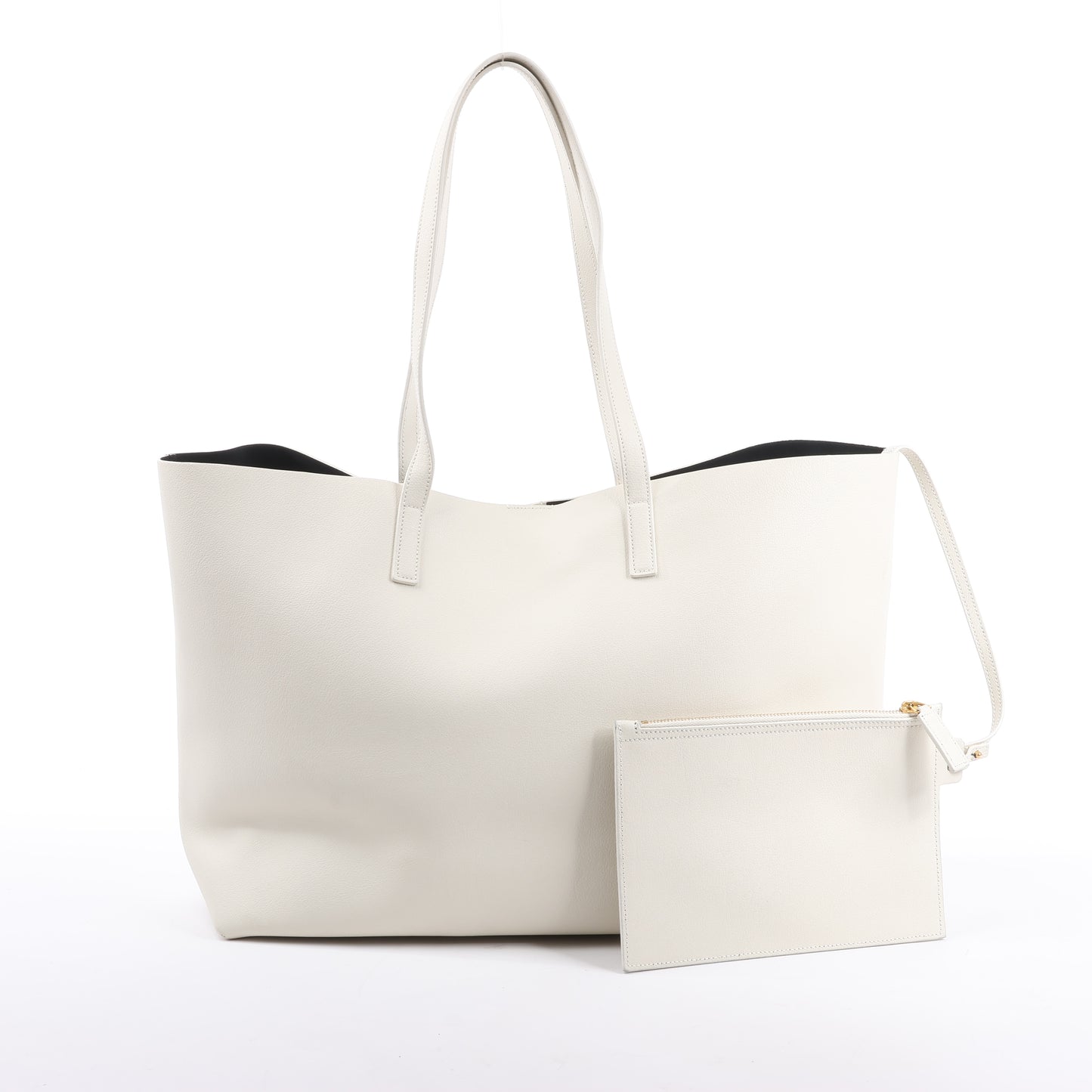 Saint Laurent Paris Sac Shopping Schultertasche aus Leder in Ecru 394195