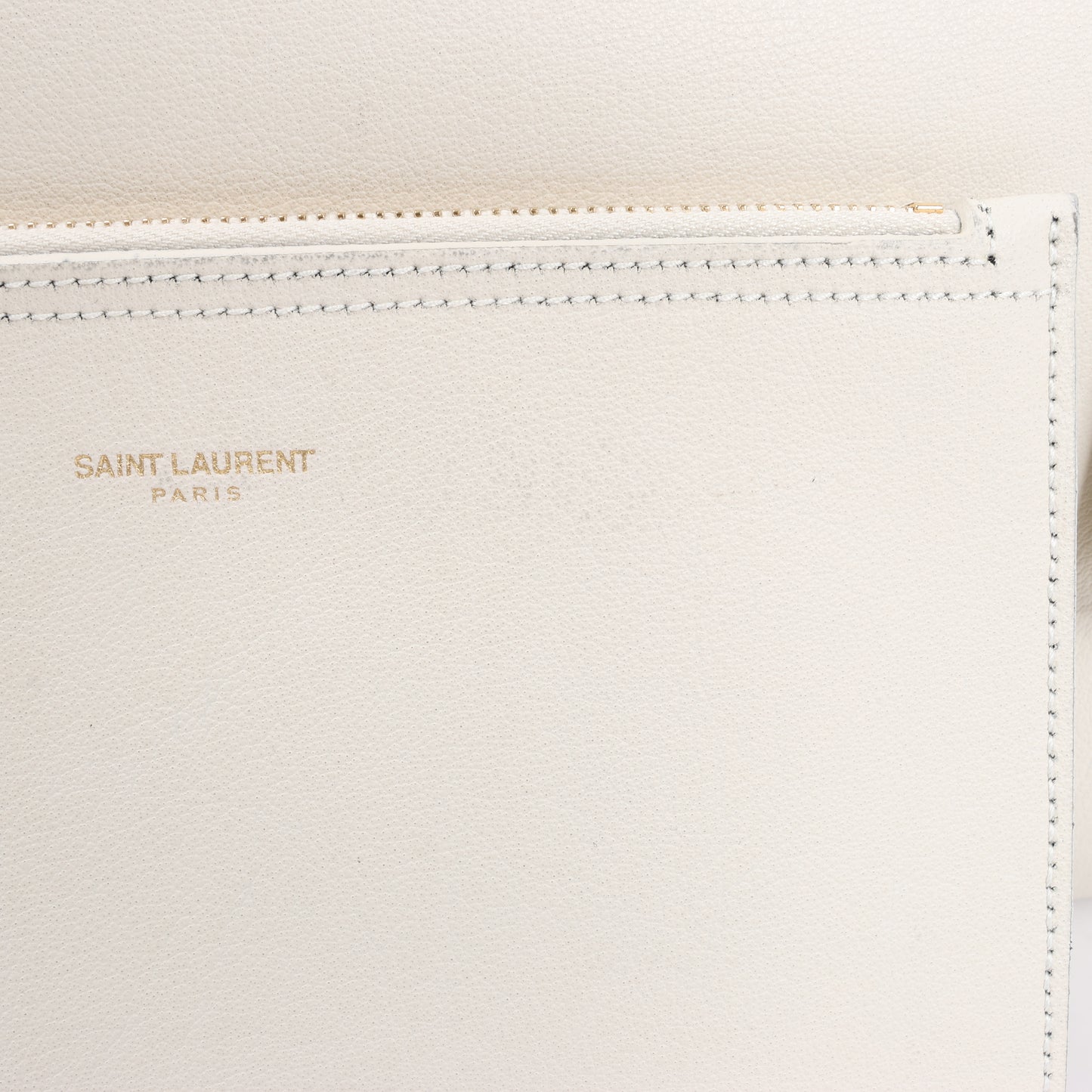 Saint Laurent Paris Sac Shopping Schultertasche aus Leder in Ecru 394195