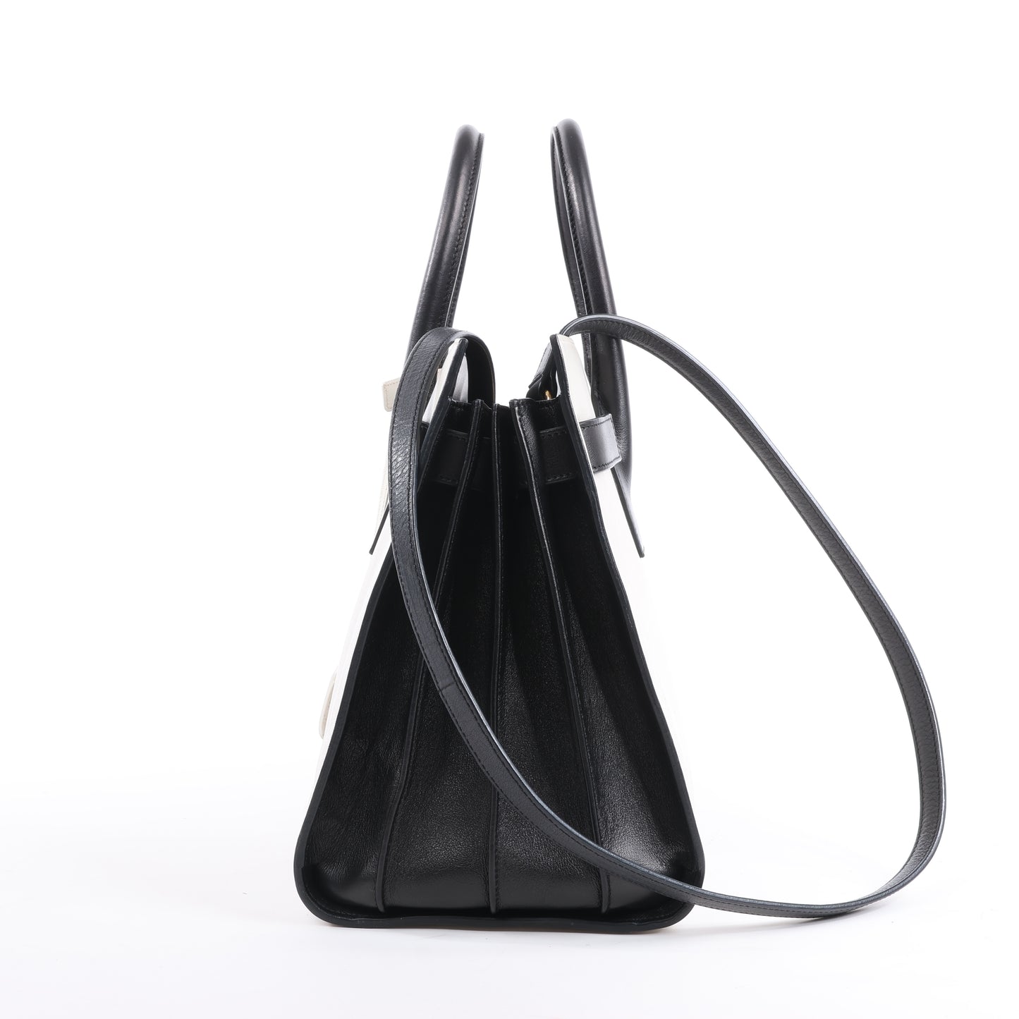 Saint Laurent Paris Sac de Jour Leather 2way Handbag in Black x White 324823