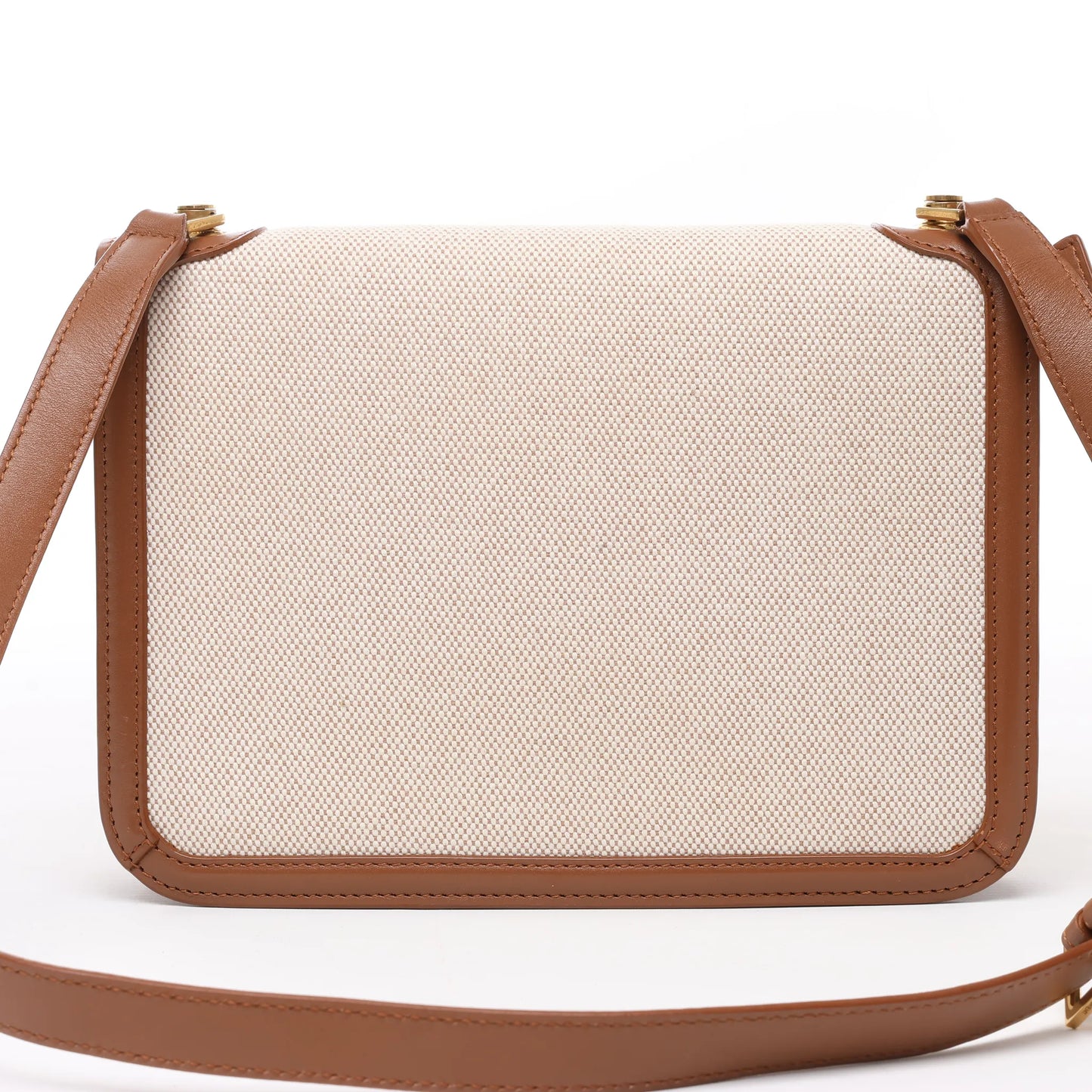 Saint Laurent Paris Carre Canvas x Leder Umhängetasche in Beige x Braun 647713