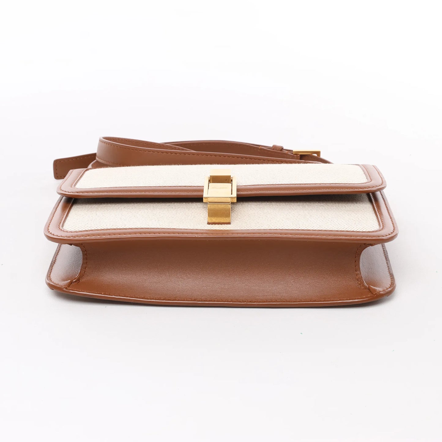 Saint Laurent Paris Carre Canvas x Leder Umhängetasche in Beige x Braun 647713