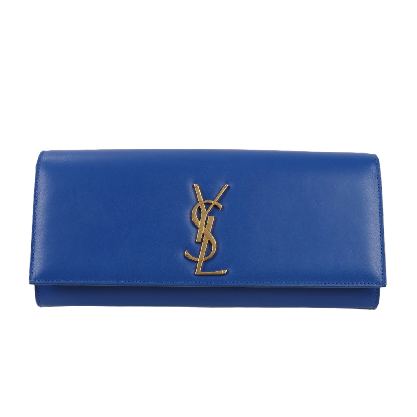 Saint Laurent Paris Kate Monogramme Smooth Leather Clutch in Blue Majorelle