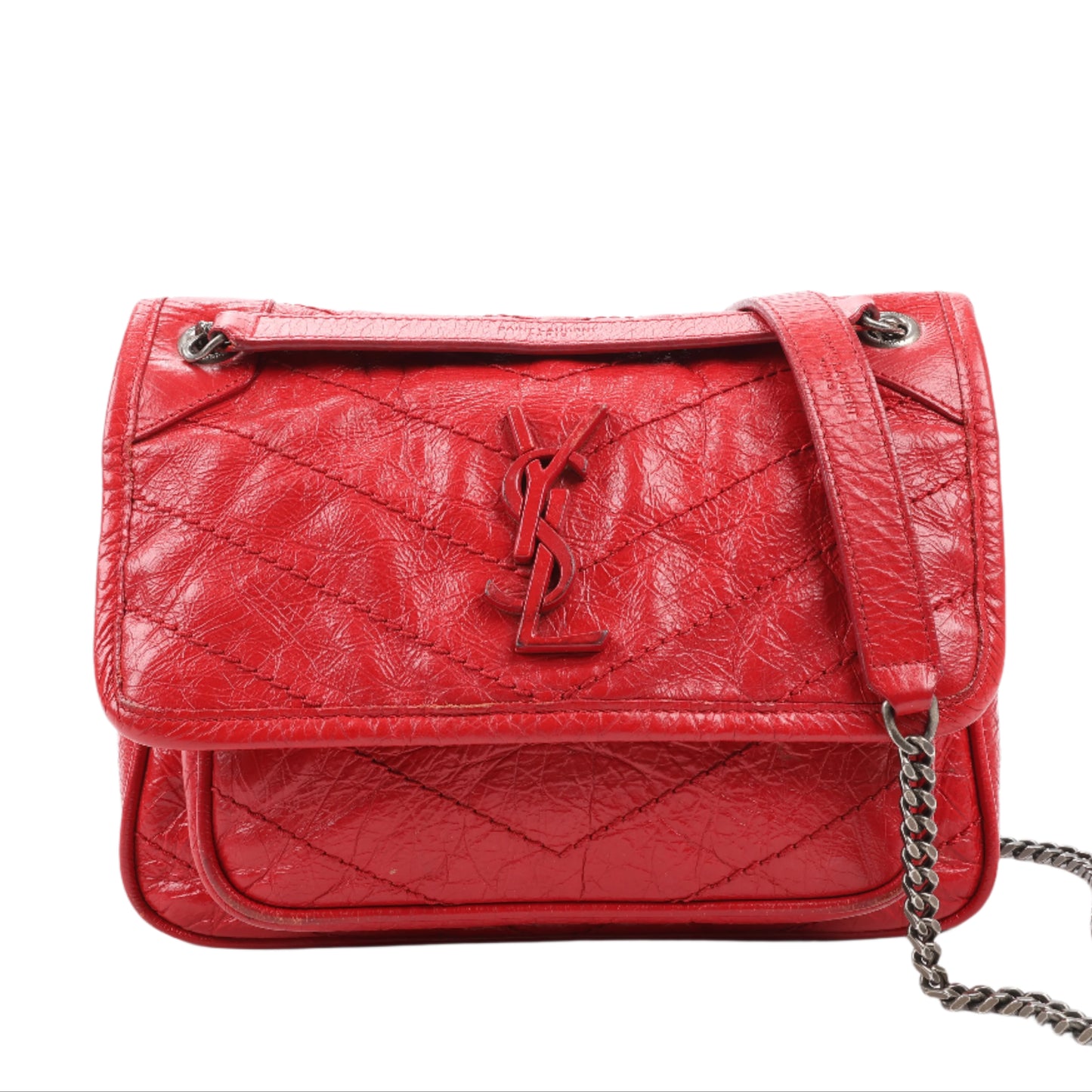 Saint Laurent Paris Niki Baby Lederkette Umhängetasche Rot 533037