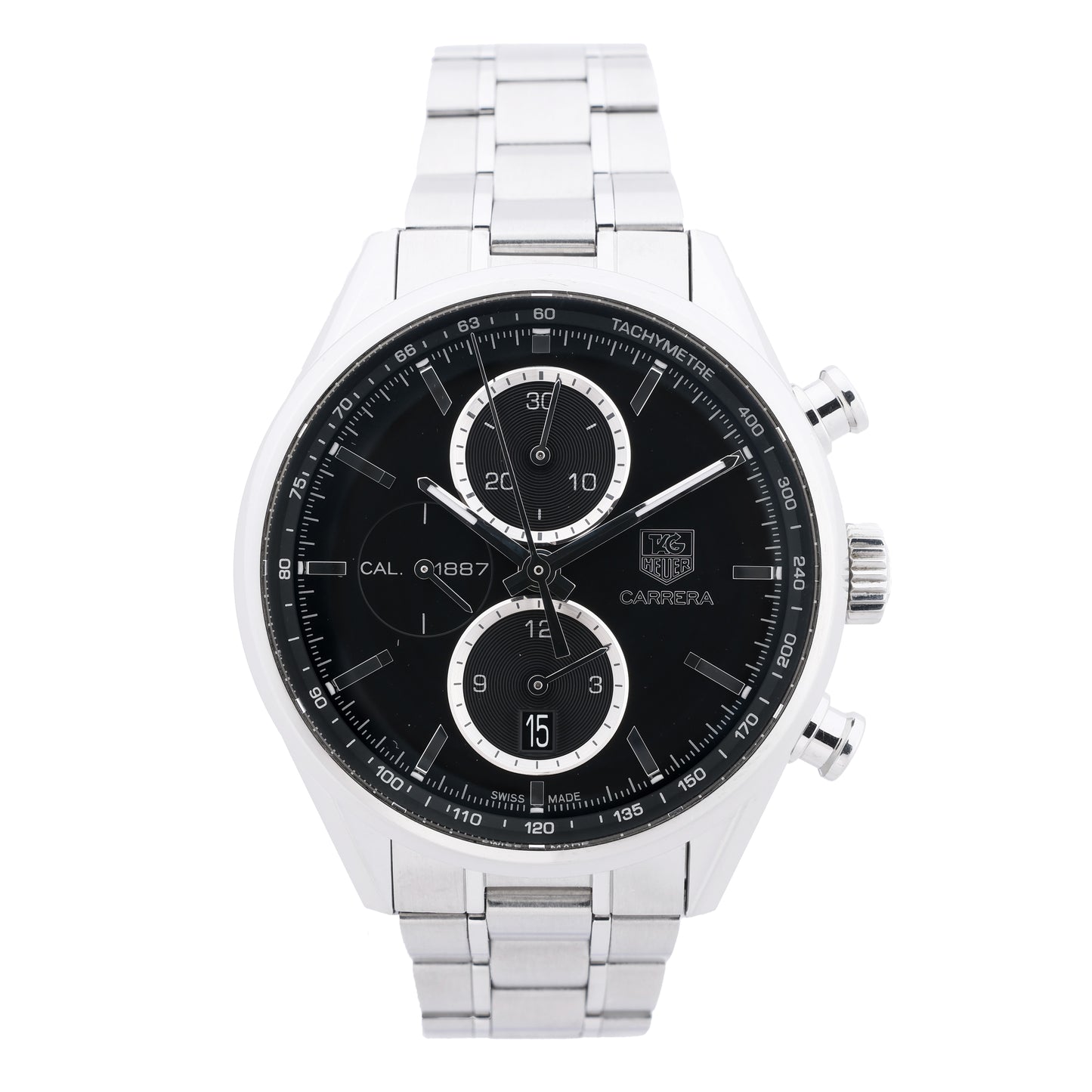 TAG Heuer Carrera Calibre 1887 Chronograph CAR2110.BA0720 RPR0632 SS AT Uhr mit schwarzem Zifferblatt