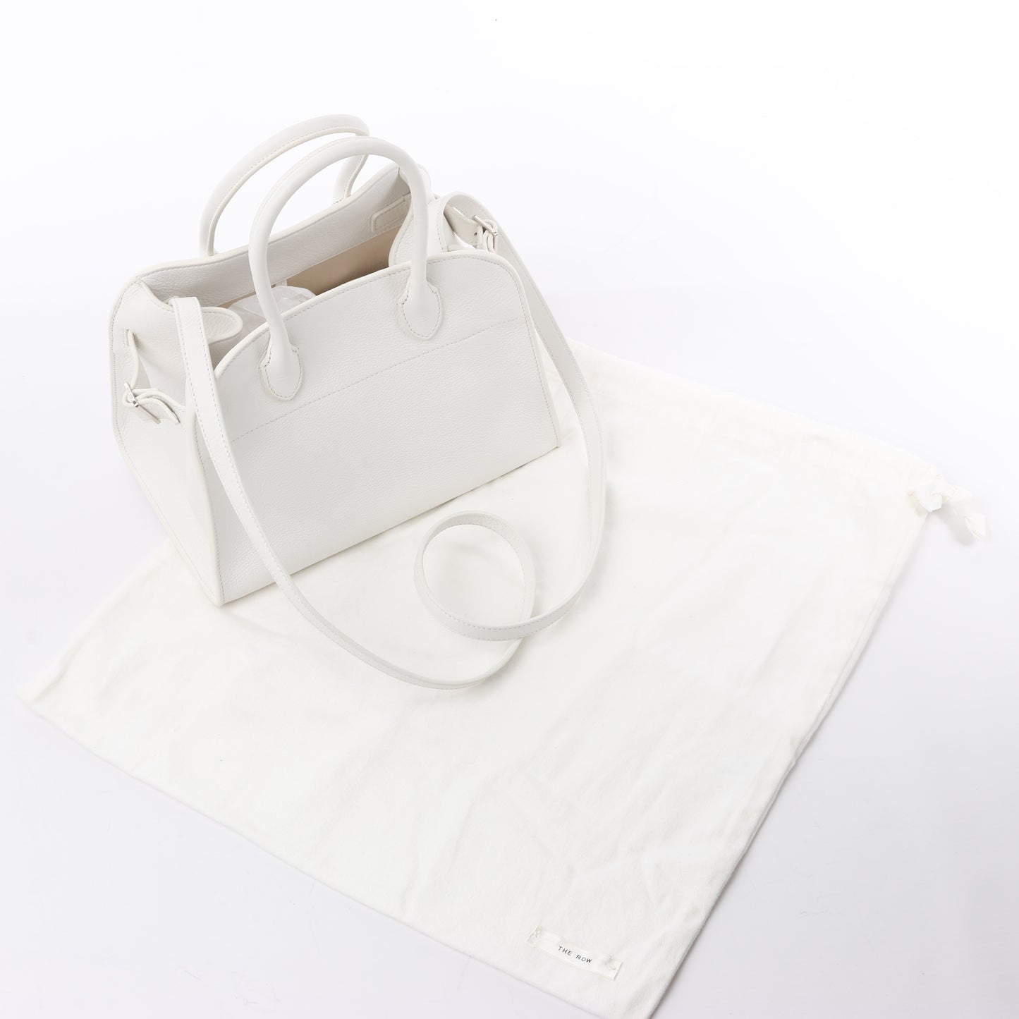 Sac à main double usage en cuir souple Margaux 10 de The Row, blanc