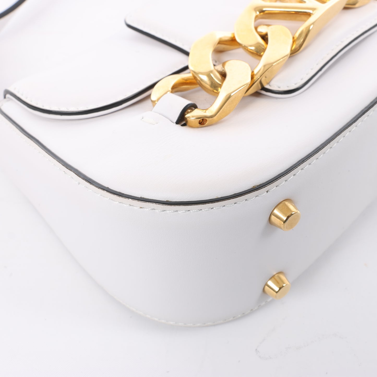 Valentino Garavani V logo Leather Shoulder bag in White