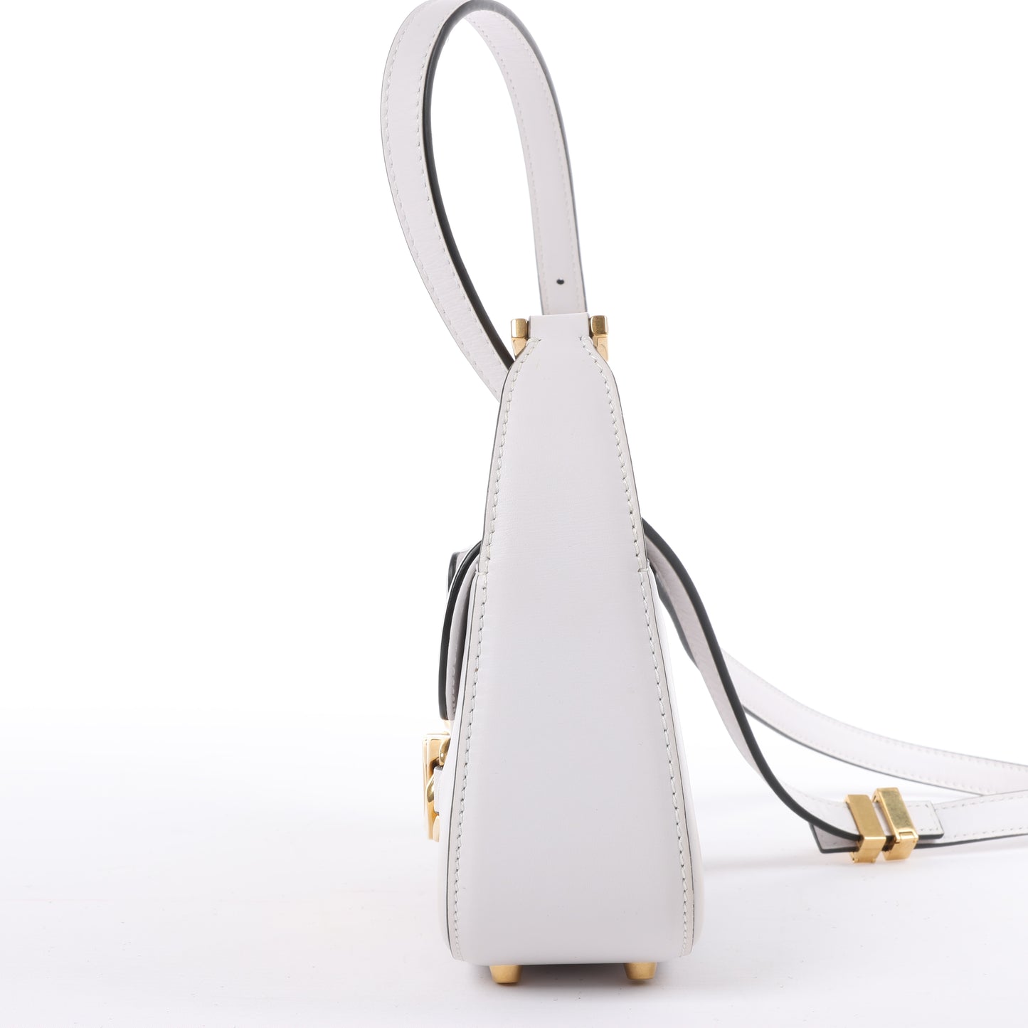 Valentino Garavani V logo Leather Shoulder bag in White