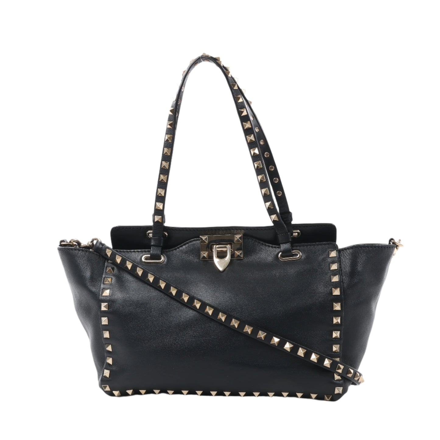 Valentino Garavani – Rockstud – 2-Wege-Handtasche aus schwarzem Leder