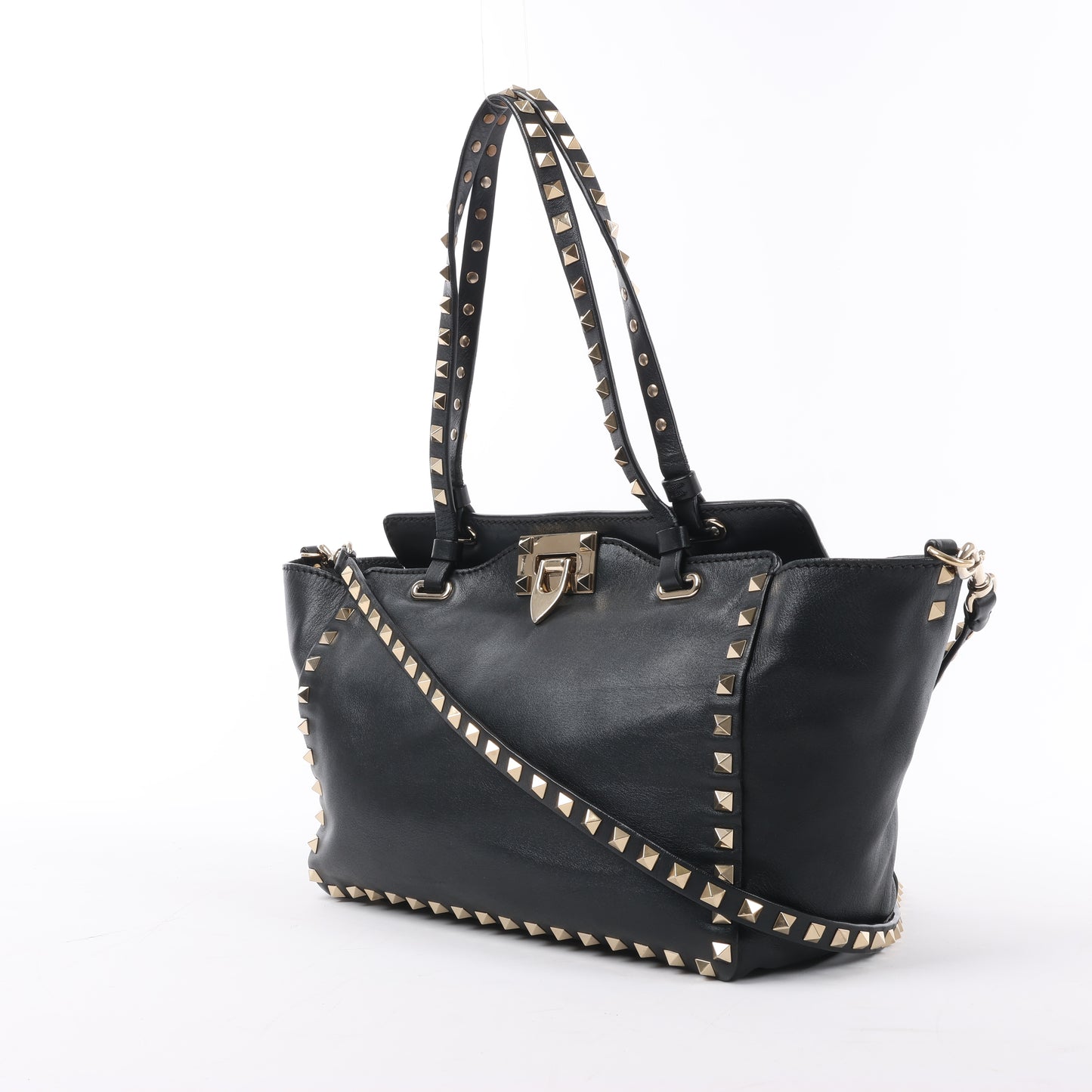 Valentino Garavani – Rockstud – 2-Wege-Handtasche aus schwarzem Leder