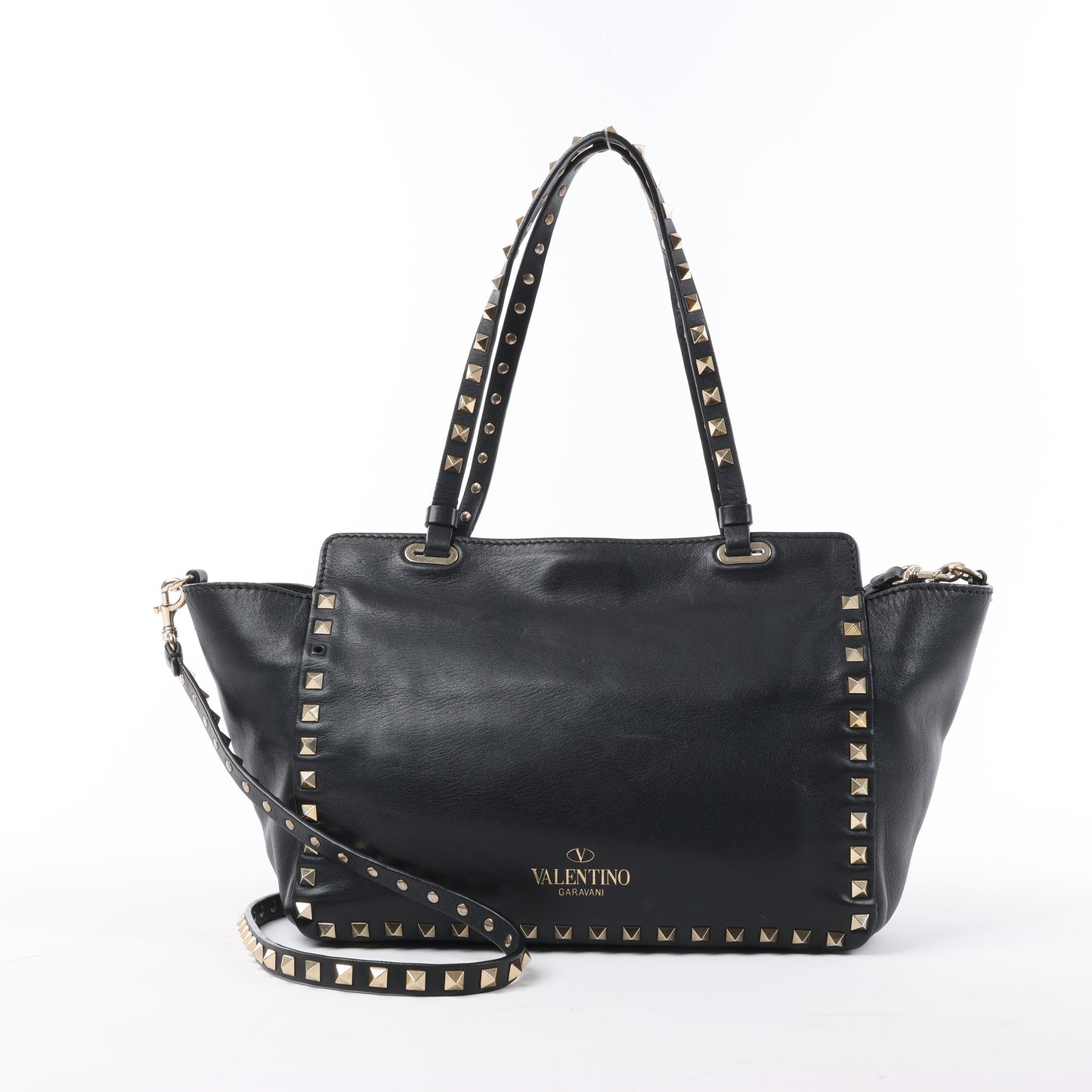 Valentino Garavani – Rockstud – 2-Wege-Handtasche aus schwarzem Leder
