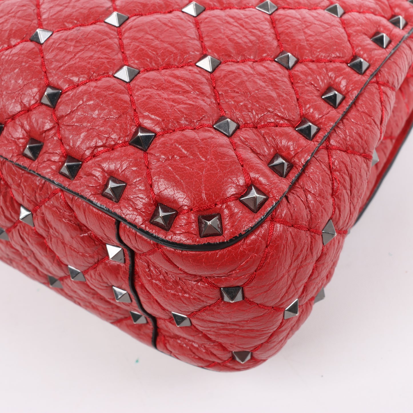 Valentino – Rockstud – 2-Wege-Schultertasche mit Spike-Kette in Rot
