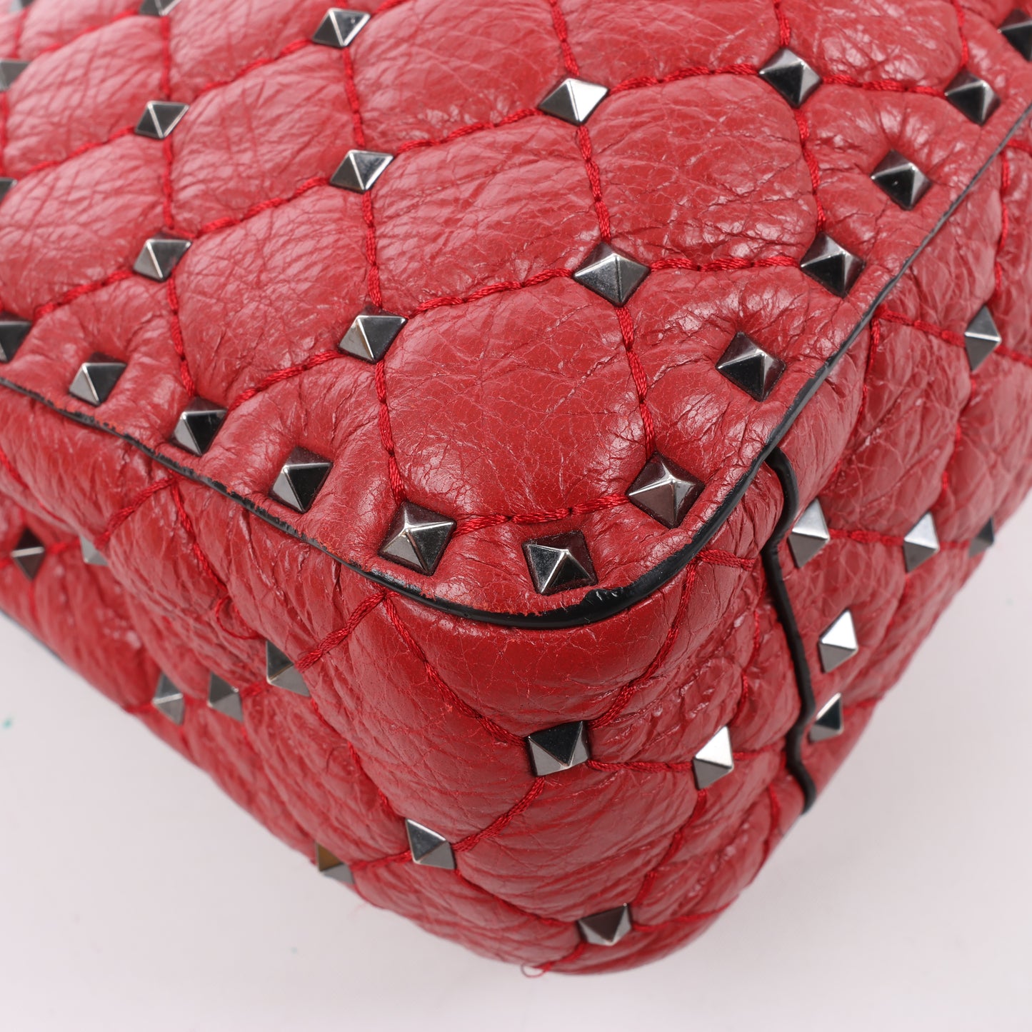 Valentino – Rockstud – 2-Wege-Schultertasche mit Spike-Kette in Rot