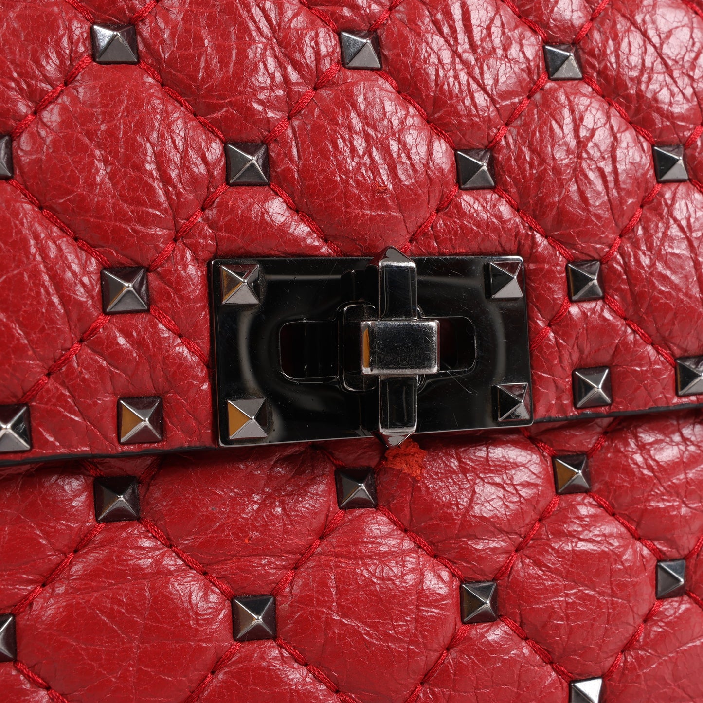 Valentino Rockstud Spike Chain 2Way Shoulder Bag in Red