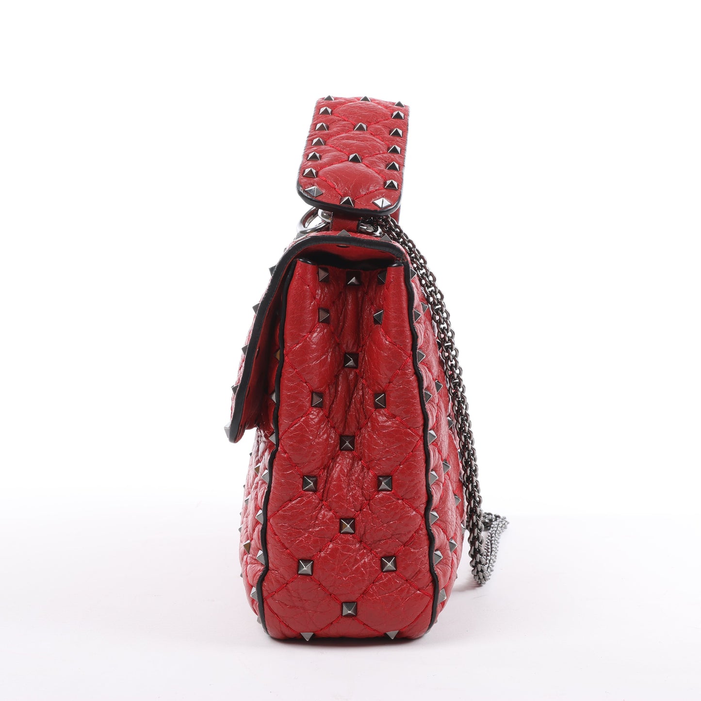Valentino Rockstud Spike Chain 2Way Shoulder Bag in Red