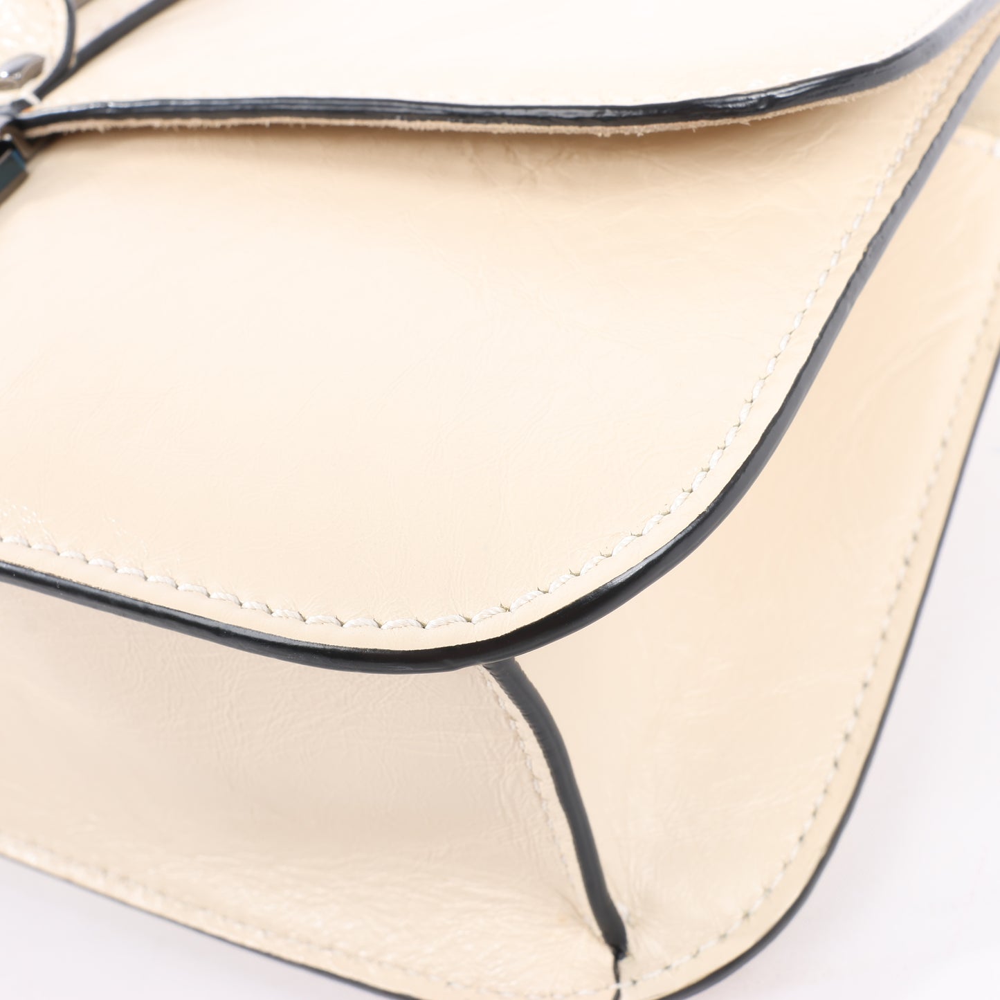 Valentino Rockstud Glam Lock Leather Chain Shoulder Bag in Beige