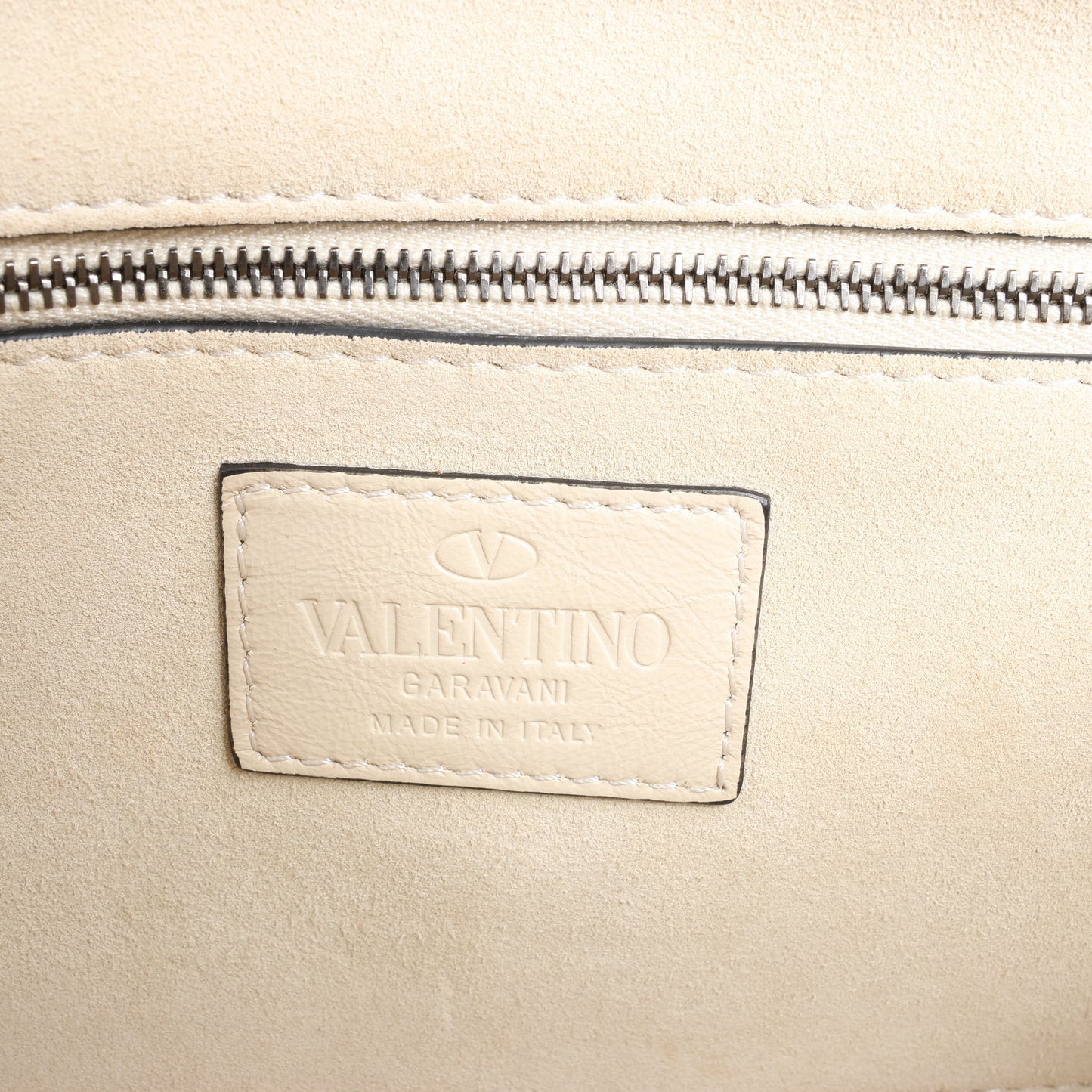 Valentino Rockstud Glam Lock Leather Chain Shoulder Bag in Beige