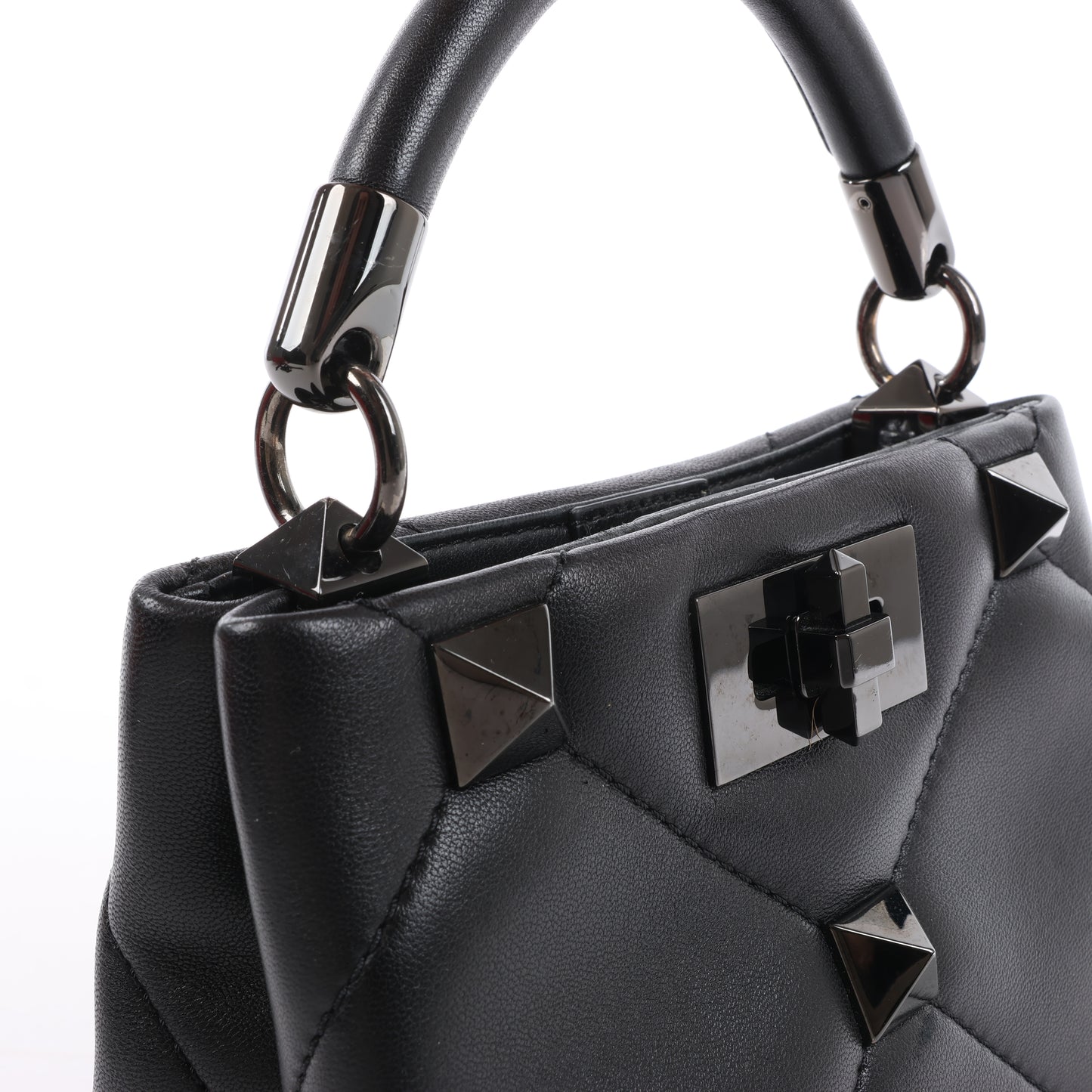 Valentino Garavani – Roman Studs – 3-Wege-Schultertasche aus schwarzem Leder