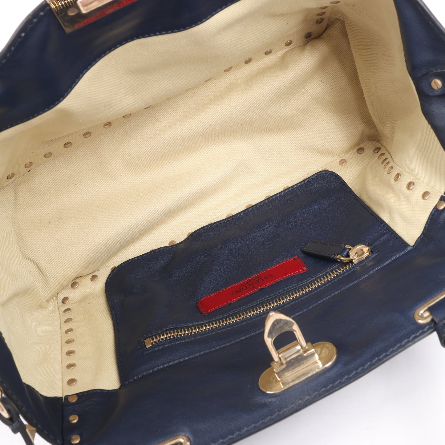 Valentino Garavani Rockstud 2Way-Handtasche aus Leder in Marineblau