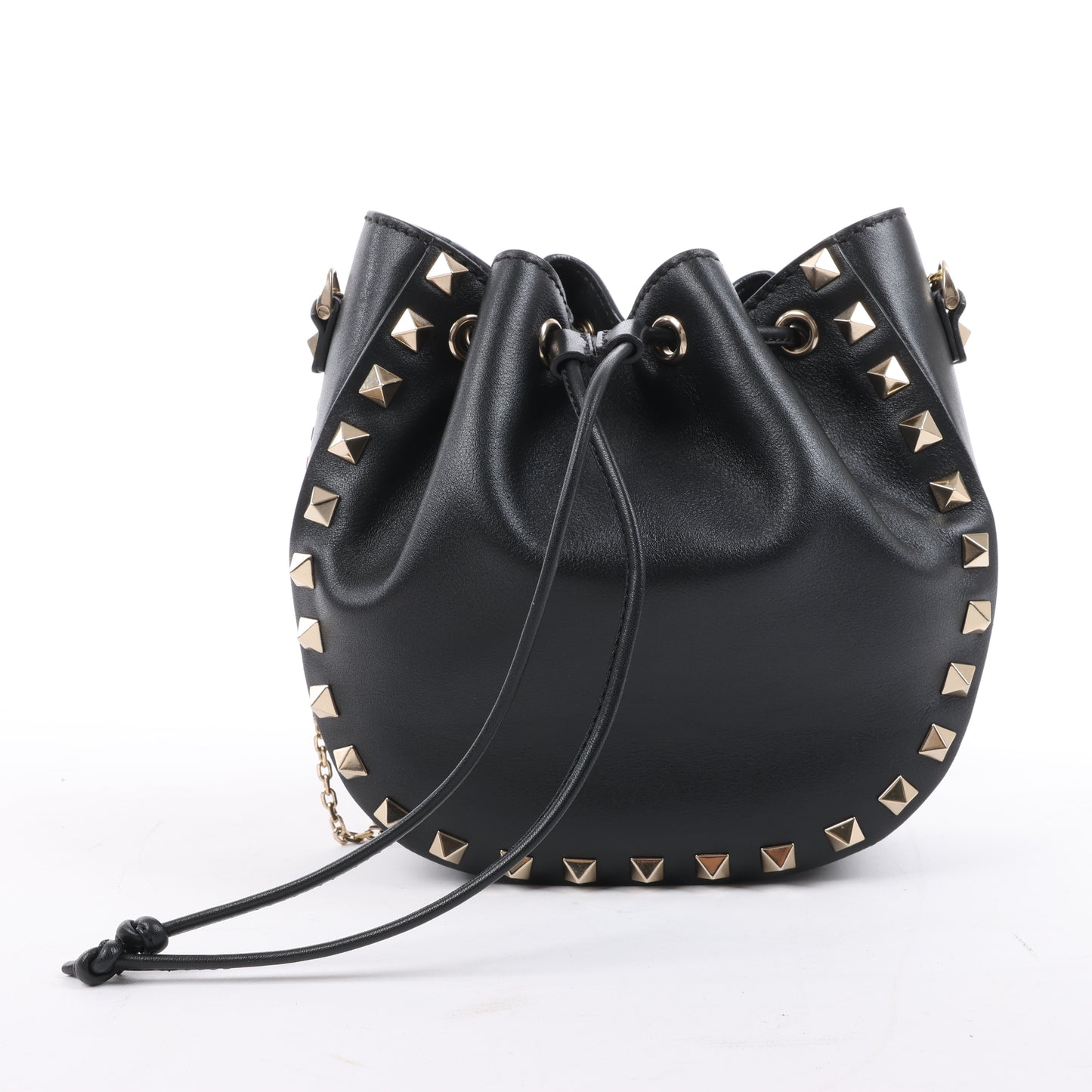 Valentino Garavani – Rockstuds – Schwarze Schultertasche aus Leder mit Kettenriemen