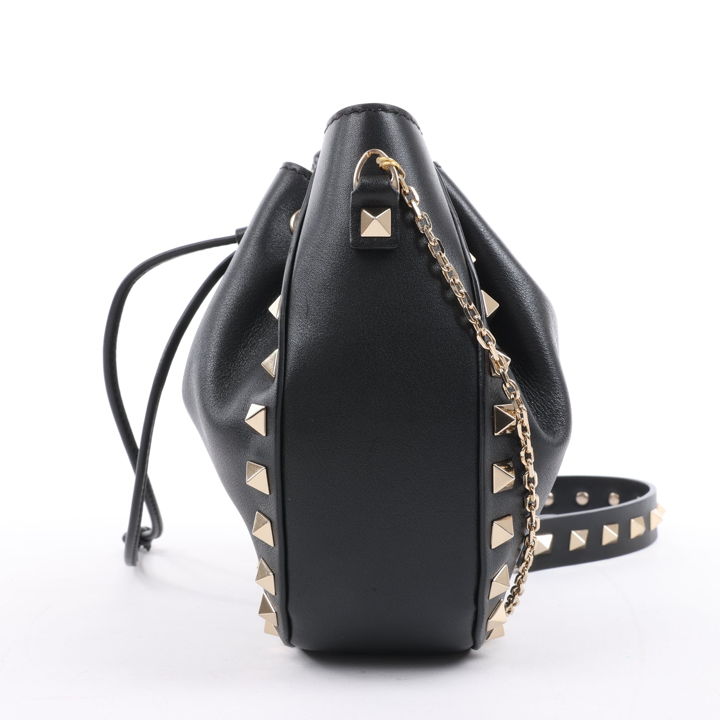 Valentino Garavani – Rockstuds – Schwarze Schultertasche aus Leder mit Kettenriemen