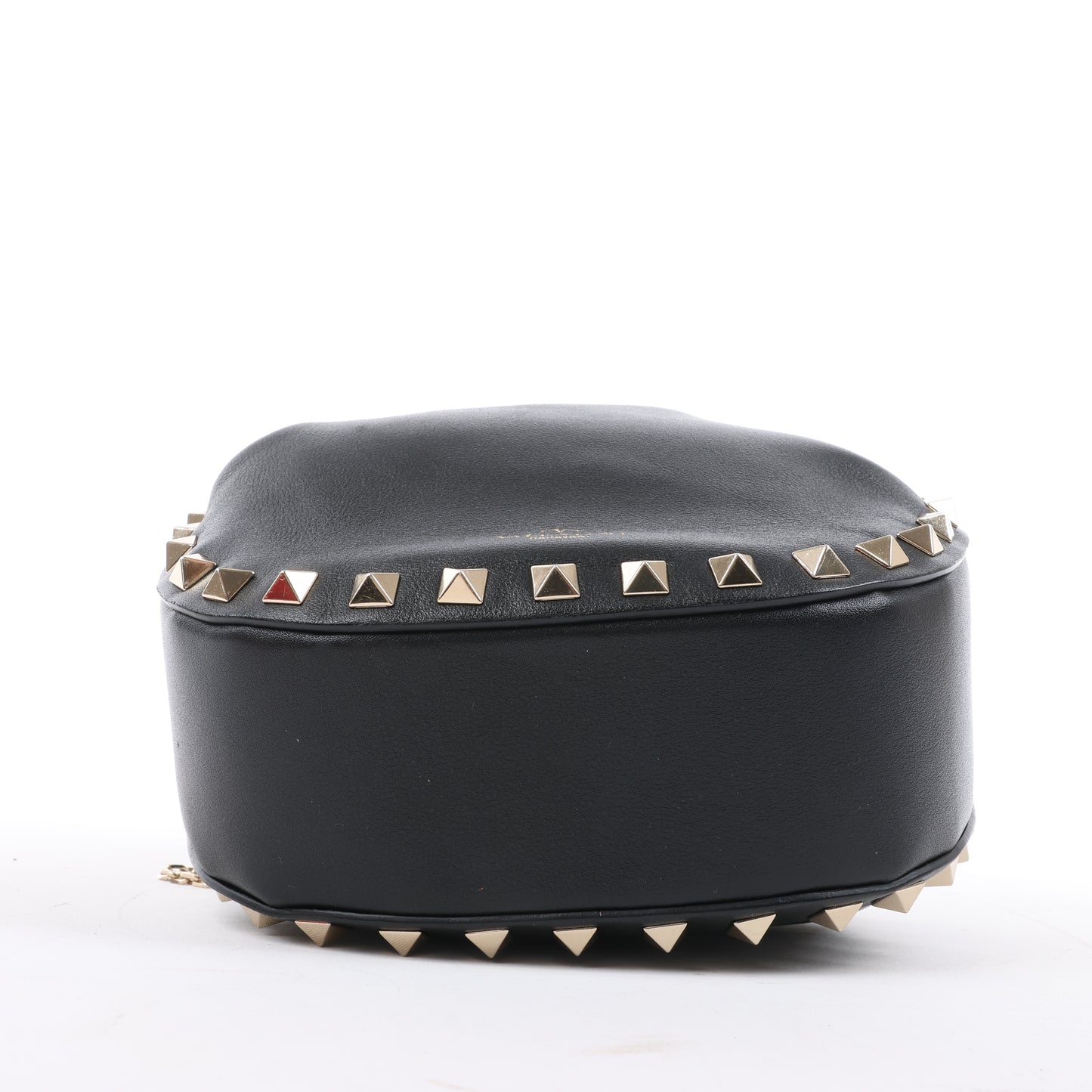 Valentino Garavani – Rockstuds – Schwarze Schultertasche aus Leder mit Kettenriemen