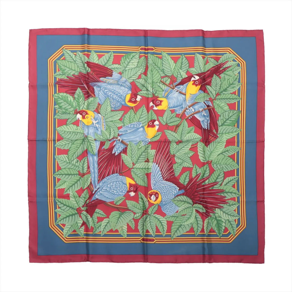 Hermès Carré 90 Seidenschal „LES PERROQUETS“.