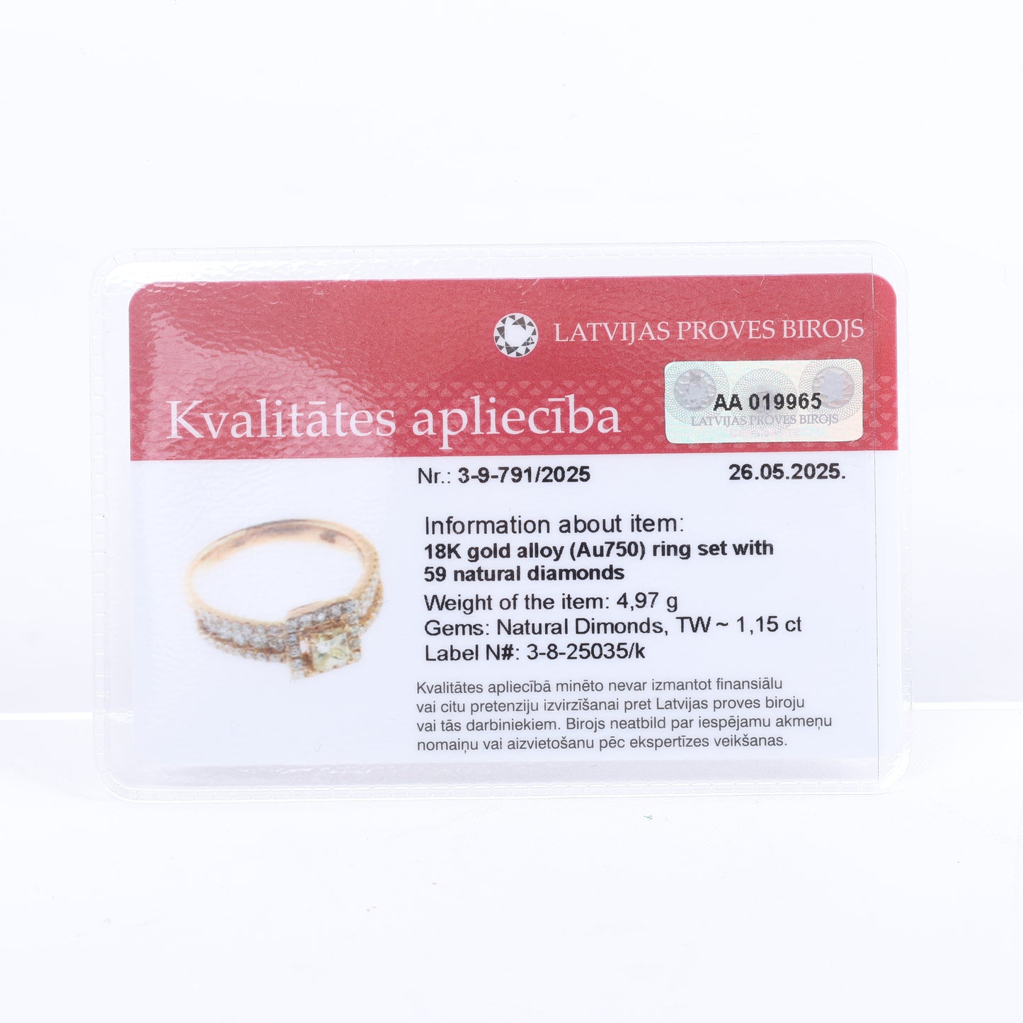 Nicht signierter / unsignierter 18 Karat Roségoldring mit Diamanten, Größe 52 EU