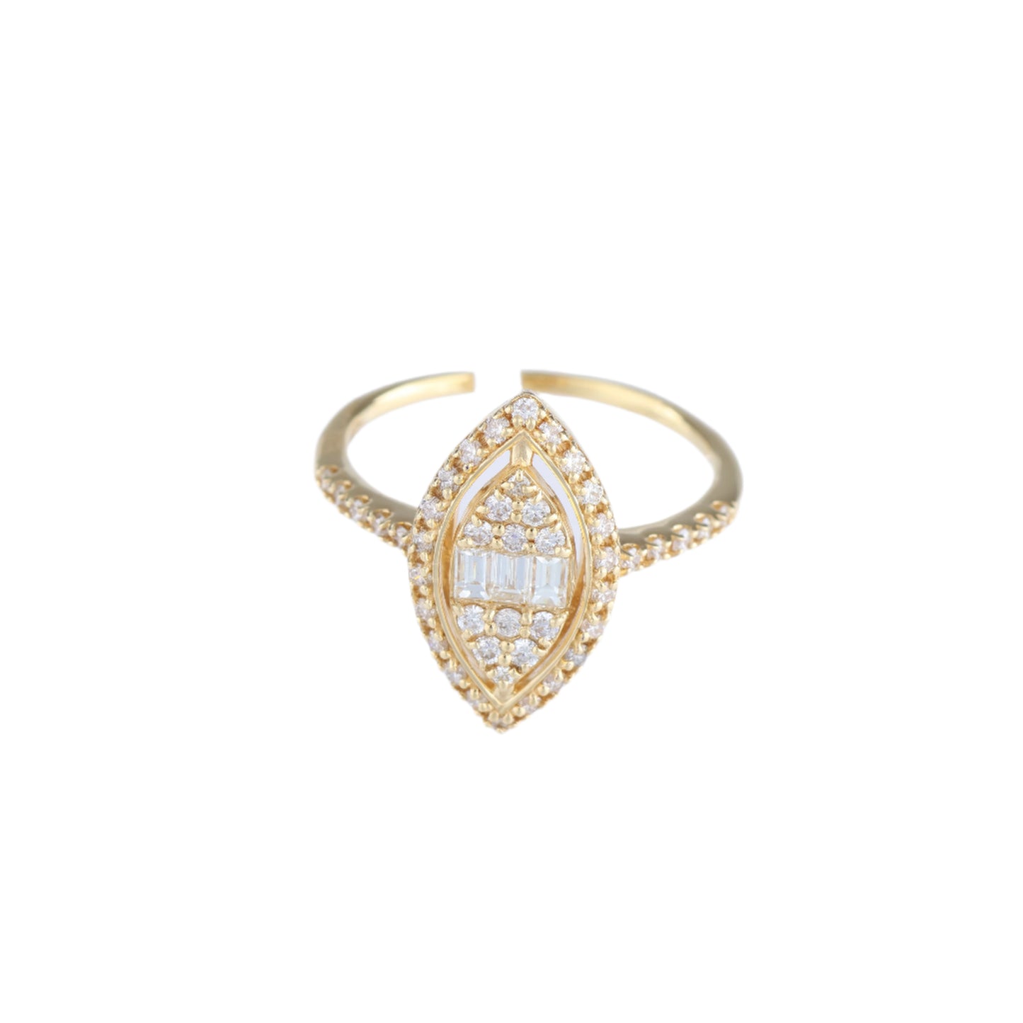 Nicht signierter / unsignierter 18 Karat Gelbgoldring mit Diamanten