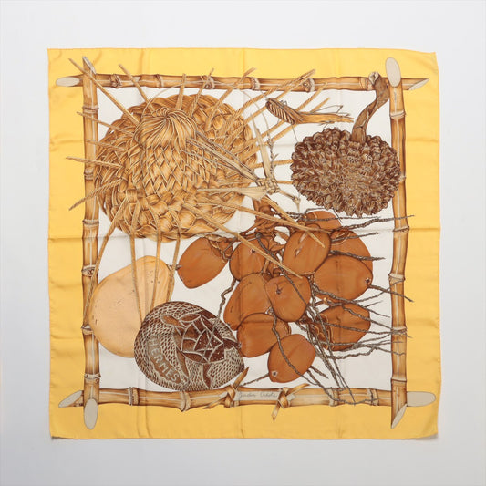 Hermès Carré 90 "Jardin Creole" 100% Silk Scarf in Yellow