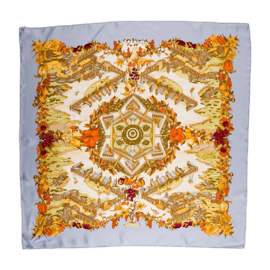 Hermes Carré 90 "Au Pays de Cocagne" 100% Silk Scarf in Blue