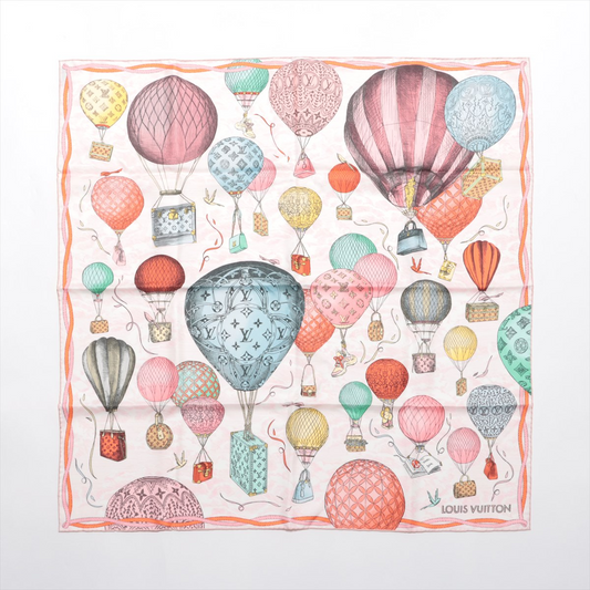 Louis Vuitton "up AND away" M77661 100% Silk Scarf in Pink GM1213