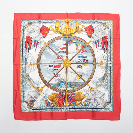 Hermès Carré 90 "VIVE LE VENT" 100% Silk Scarf in Red