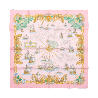 Hermes Carré 90 „VOILES DE LUMIERE“ Seidentaschentuch in Rosa