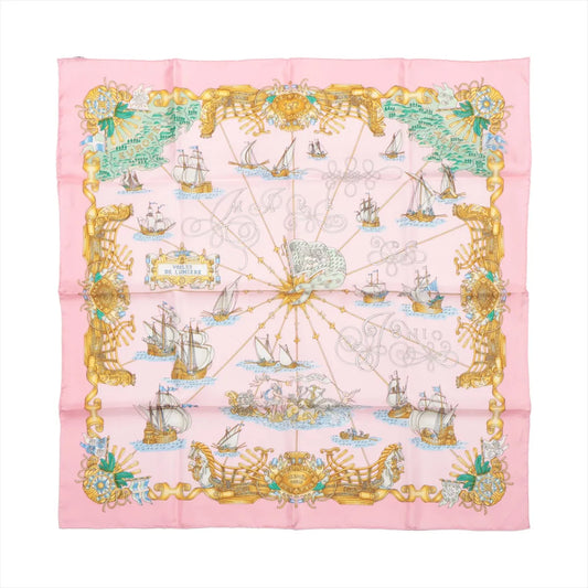Hermes Carré 90 „VOILES DE LUMIERE“ Seidentaschentuch in Rosa