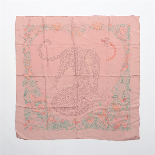 Hermès Carré 90 "JUNGLE LOVE" 100% Silk Scarf in Pink