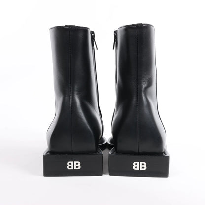 Balenciaga BB Logo Leather Ankle Boots in Black 616349, Size 37 EU