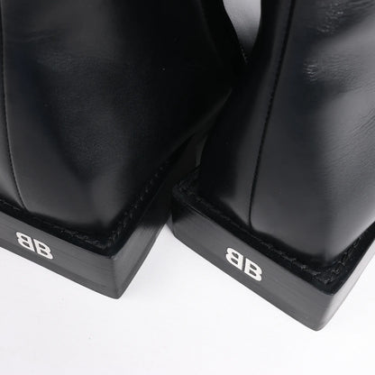 Balenciaga BB Logo Leather Ankle Boots in Black 616349, Size 37 EU