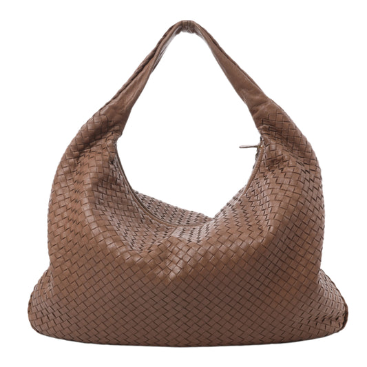Bottega Veneta Intrecciato Hobo Leather Shoulder Bag in Brown