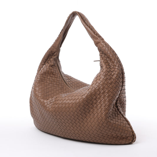 Bottega Veneta Intrecciato Hobo Leather Shoulder Bag in Brown