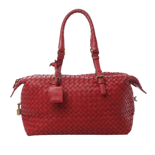Bottega Veneta Intrecciato-Lederhandtasche in Rot